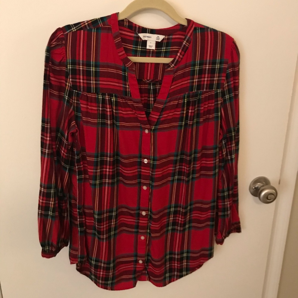 Old Navy flannel red plaid tunic.